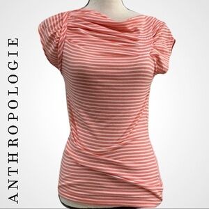 ANTHROPOLOGIE Deletta Striped Top XS Ruffled Tee